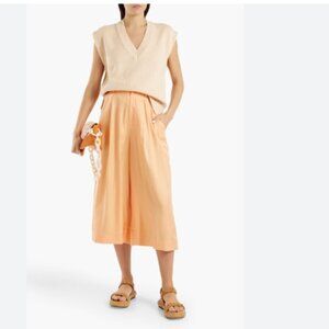 Equipment Lilie Satin Culottes Orange Wide Leg Pleated